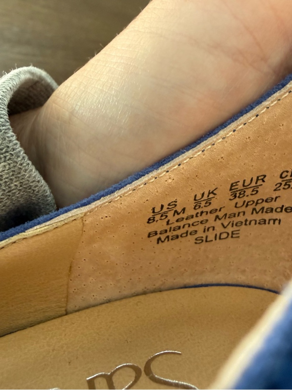 Franco Sarto Blue Suede Flats Pointed Toe Ankle Strap Size 8.5 - Picture 4 of 6